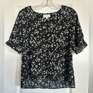 bohme Black Floral Short Sleeve Blouse